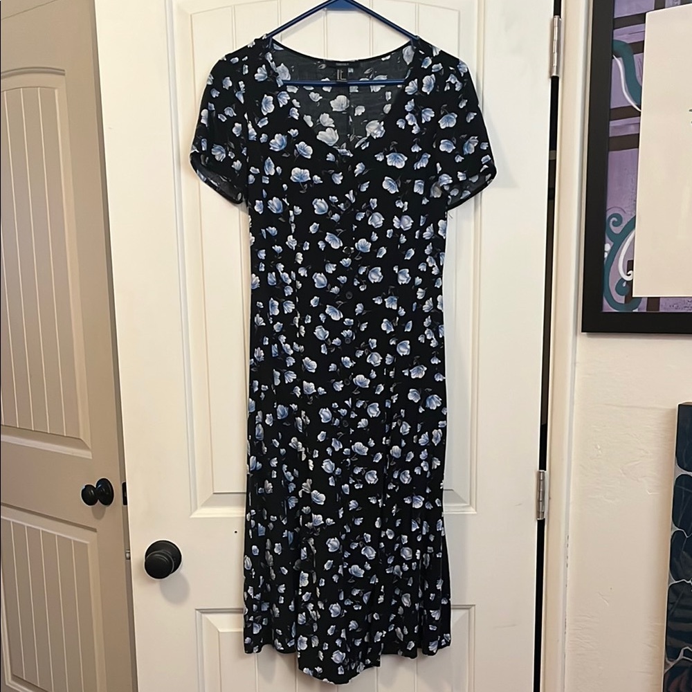 Floral Black and Blue Women's Dress